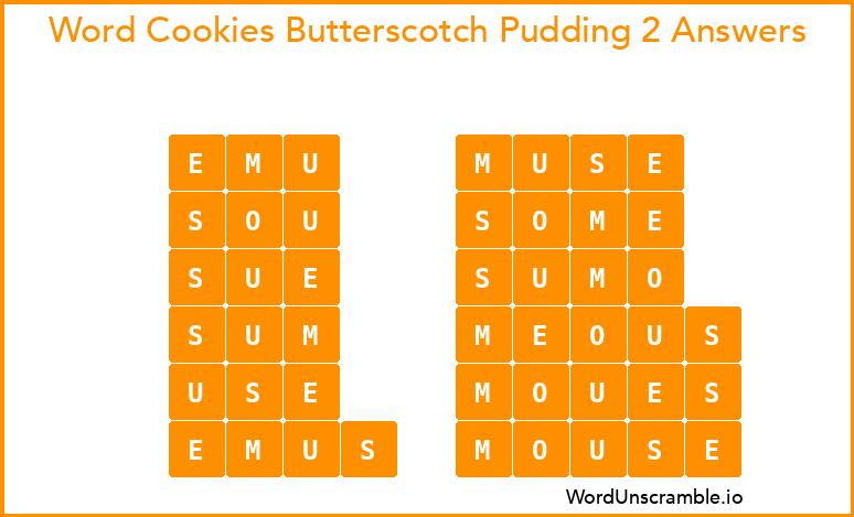 Word Cookies Butterscotch Pudding 2 Answers