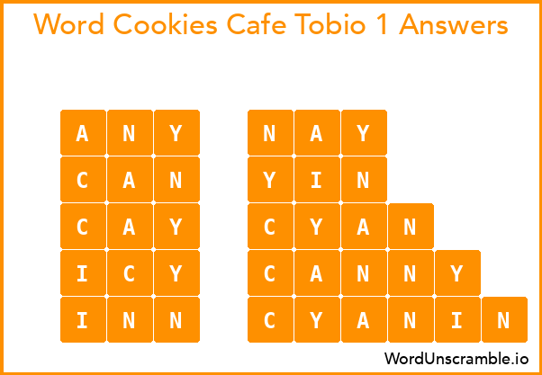 Word Cookies Cafe Tobio 1 Answers