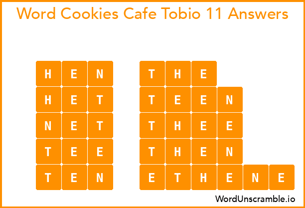 Word Cookies Cafe Tobio 11 Answers