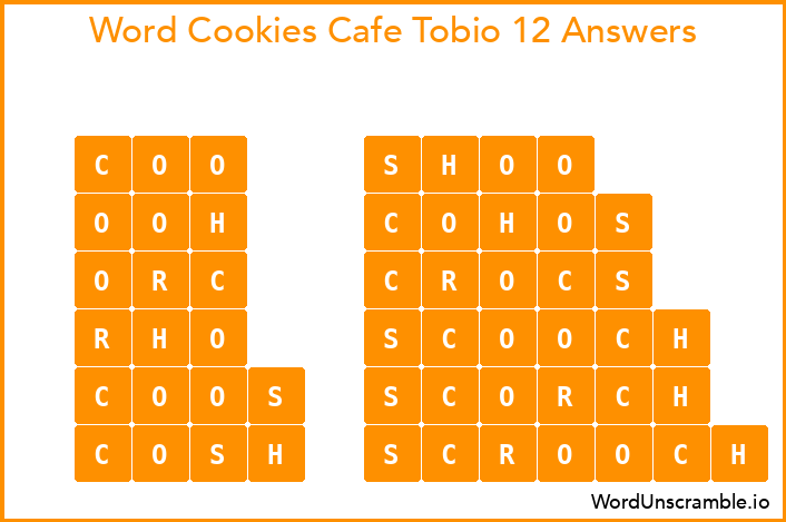 Word Cookies Cafe Tobio 12 Answers