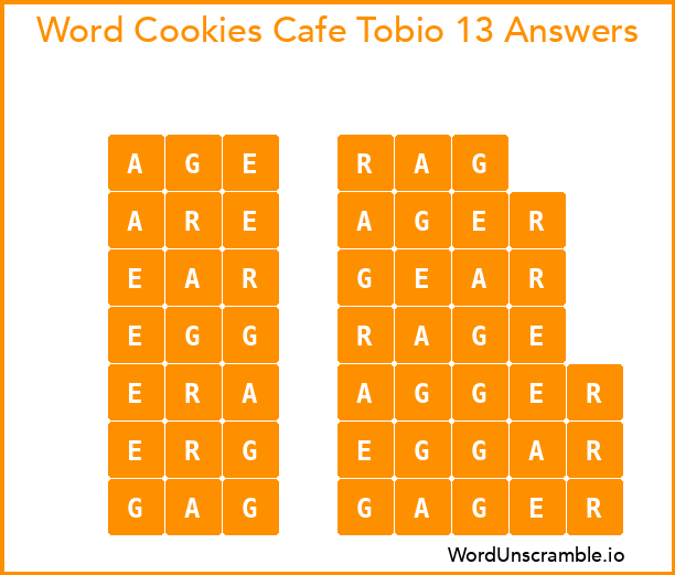 Word Cookies Cafe Tobio 13 Answers