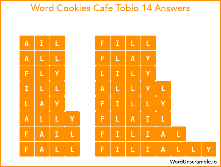 Word Cookies Cafe Tobio 14 Answers
