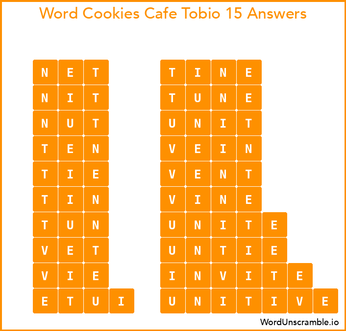 Word Cookies Cafe Tobio 15 Answers