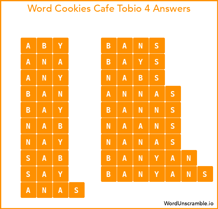Word Cookies Cafe Tobio 4 Answers