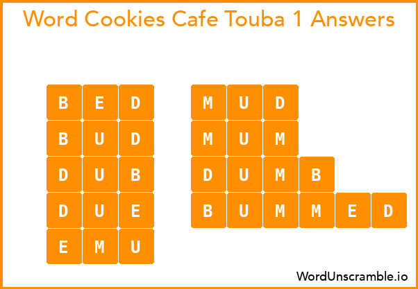 Word Cookies Cafe Touba 1 Answers