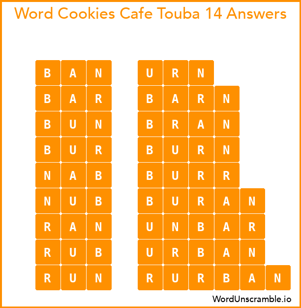 Word Cookies Cafe Touba 14 Answers