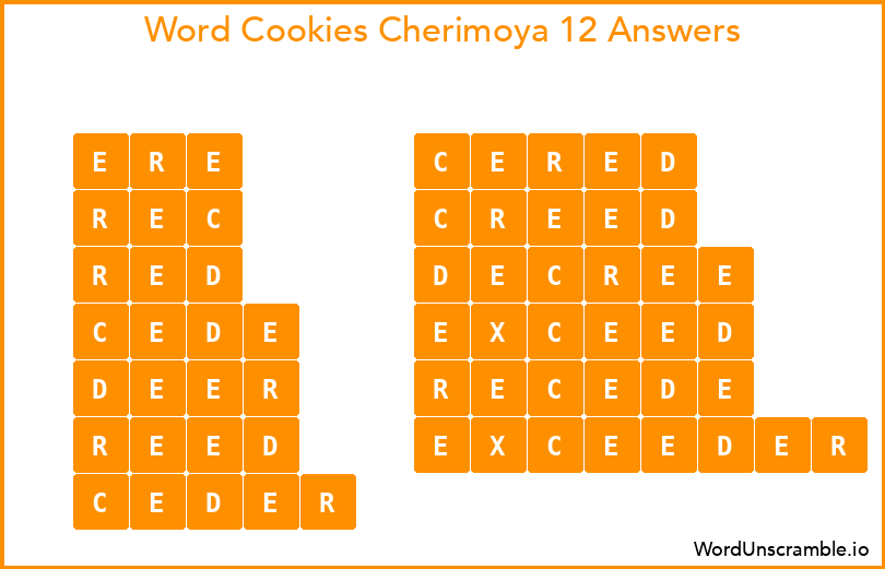 Word Cookies Cherimoya 12 Answers