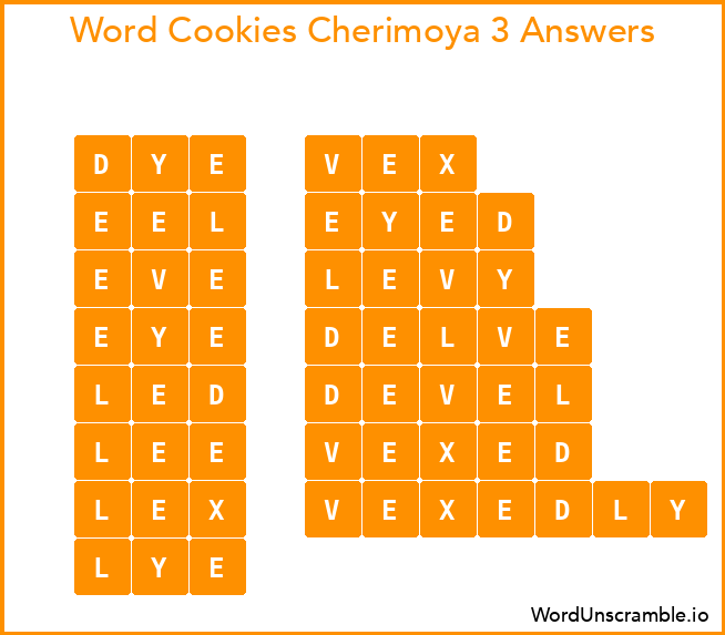 Word Cookies Cherimoya 3 Answers