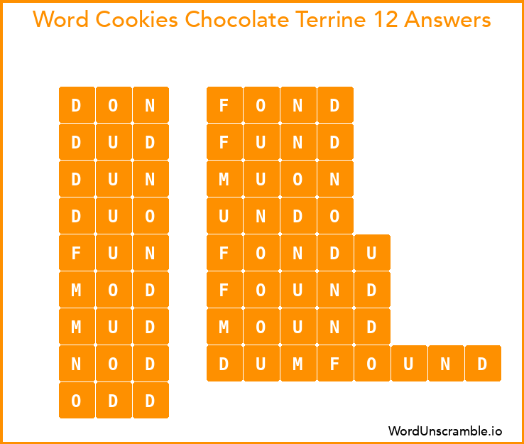Word Cookies Chocolate Terrine 12 Answers