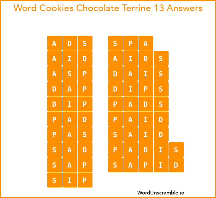 Word Cookies Chocolate Terrine 13 Answers