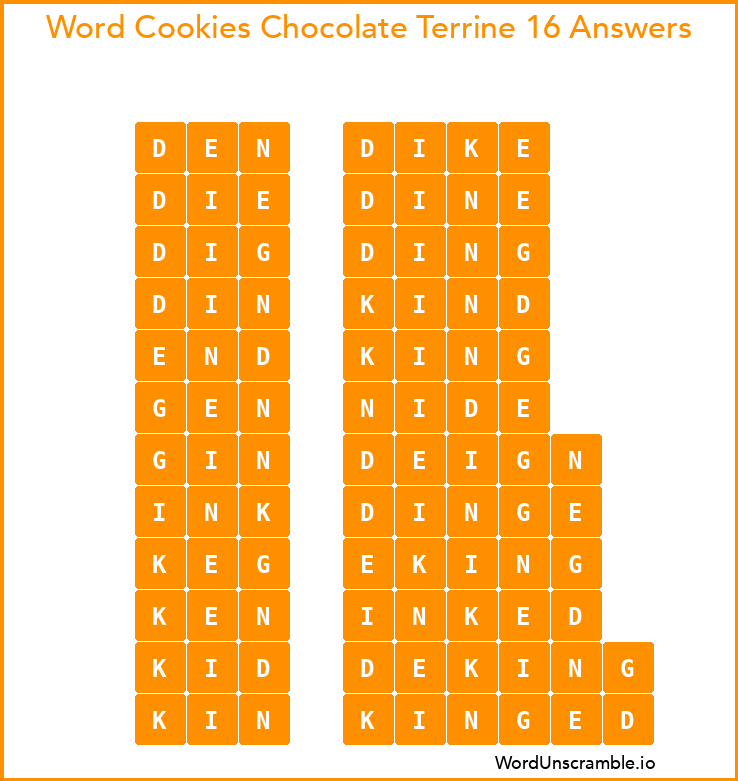 Word Cookies Chocolate Terrine 16 Answers