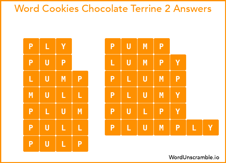 Word Cookies Chocolate Terrine 2 Answers