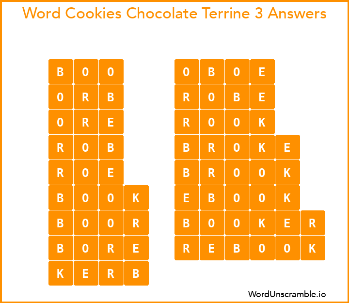 Word Cookies Chocolate Terrine 3 Answers