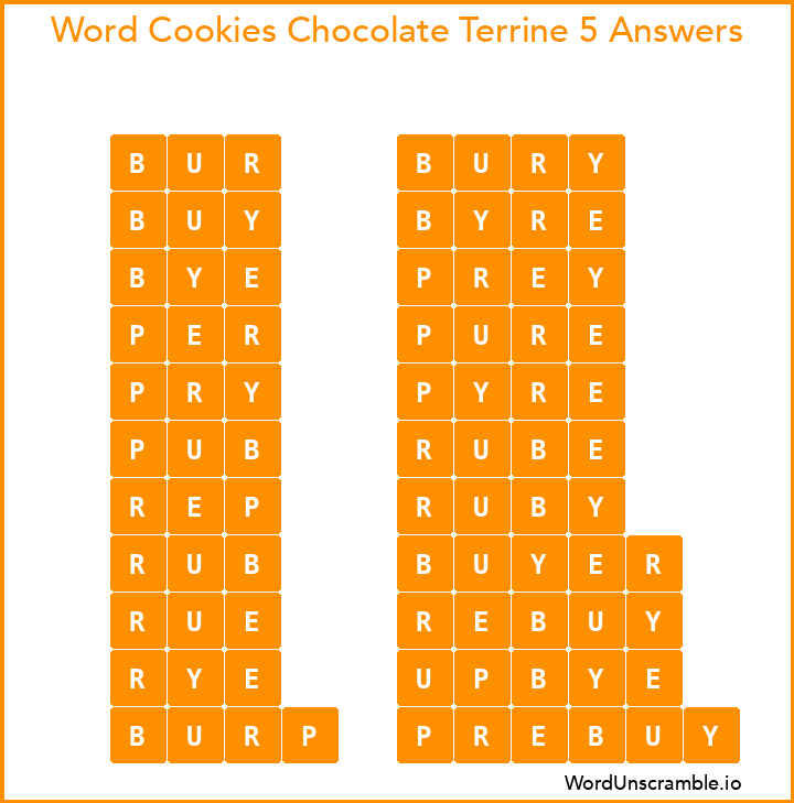 Word Cookies Chocolate Terrine 5 Answers