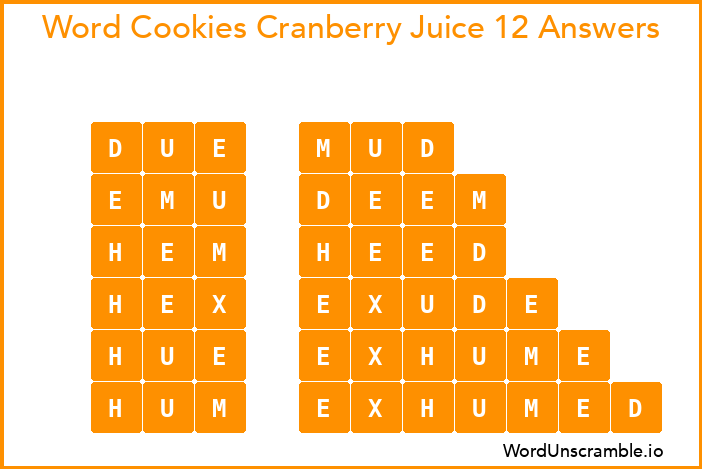 Word Cookies Cranberry Juice 12 Answers