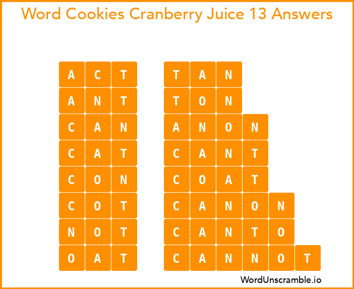 Word Cookies Cranberry Juice 13 Answers