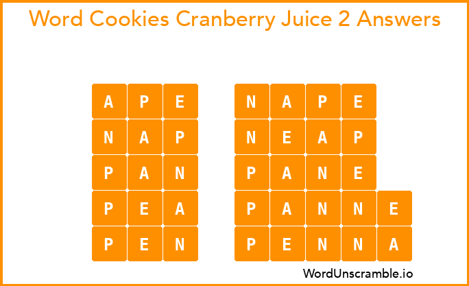 Word Cookies Cranberry Juice 2 Answers