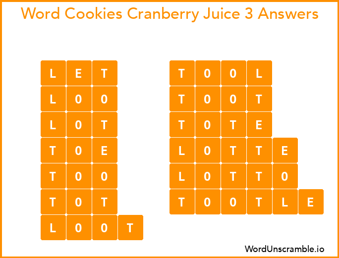 Word Cookies Cranberry Juice 3 Answers