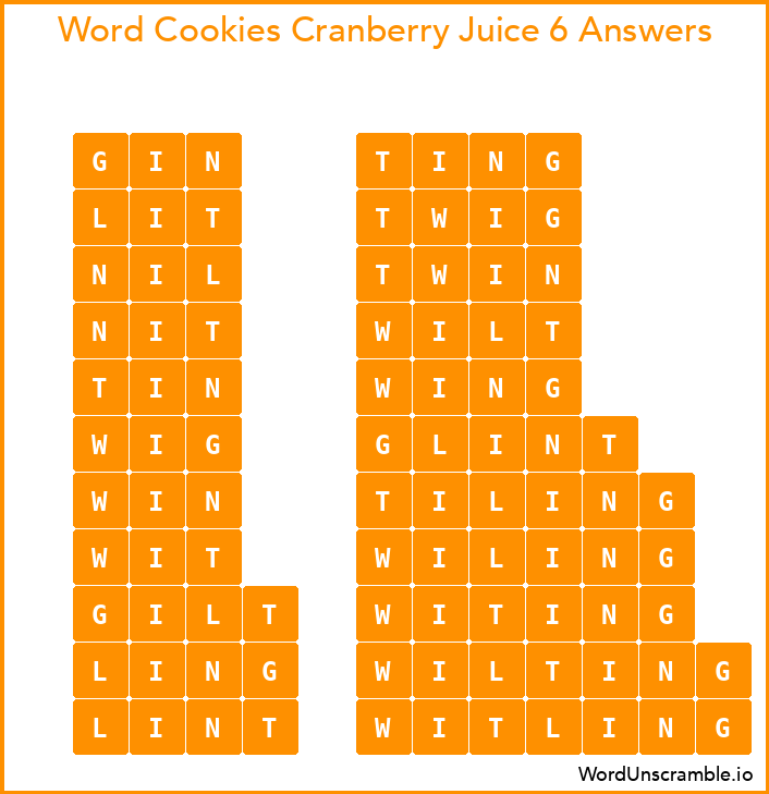 Word Cookies Cranberry Juice 6 Answers
