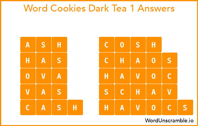 Word Cookies Dark Tea 1 Answers