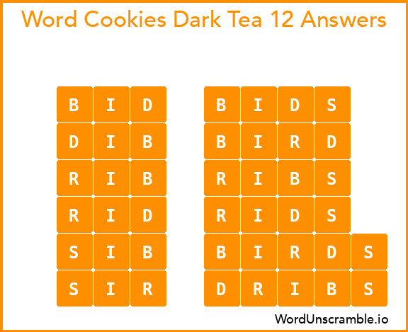 Word Cookies Dark Tea 12 Answers