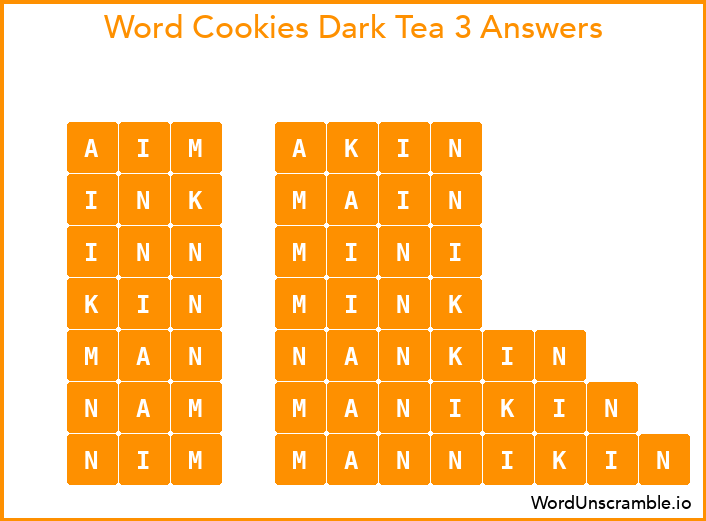 Word Cookies Dark Tea 3 Answers