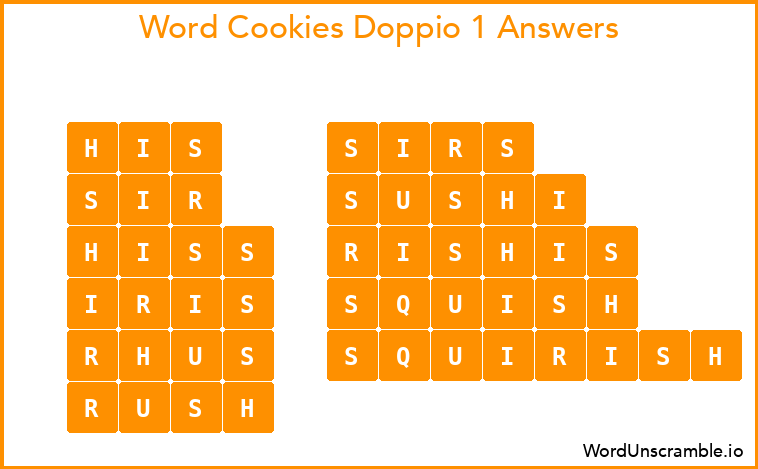 Word Cookies Doppio 1 Answers