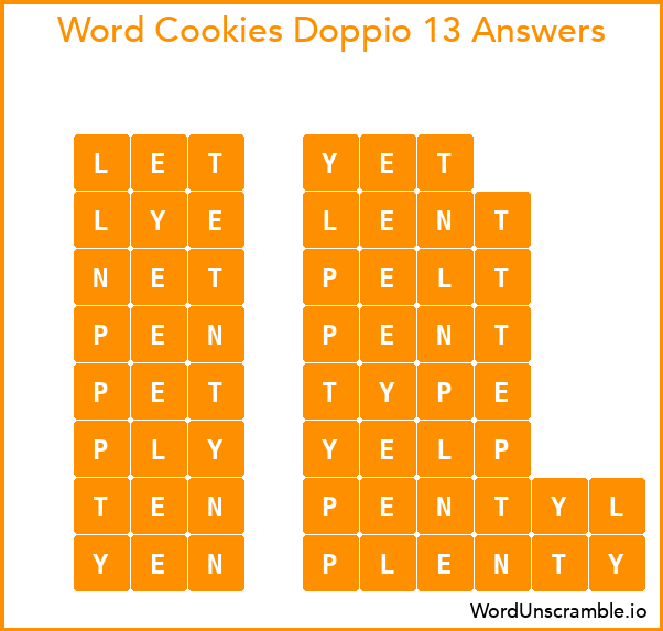 Word Cookies Doppio 13 Answers
