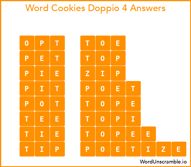 Word Cookies Doppio 4 Answers