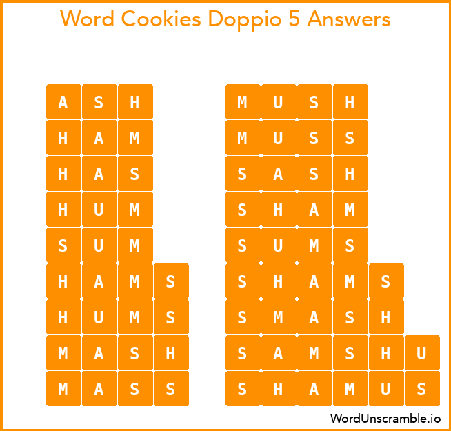 Word Cookies Doppio 5 Answers