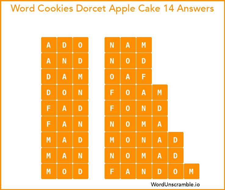 Word Cookies Dorcet Apple Cake 14 Answers