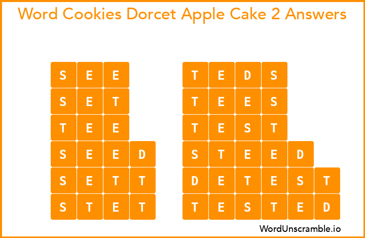 Word Cookies Dorcet Apple Cake 2 Answers