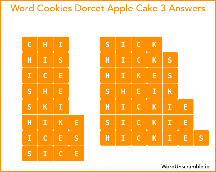 Word Cookies Dorcet Apple Cake 3 Answers
