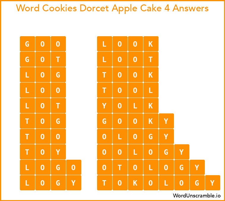 Word Cookies Dorcet Apple Cake 4 Answers