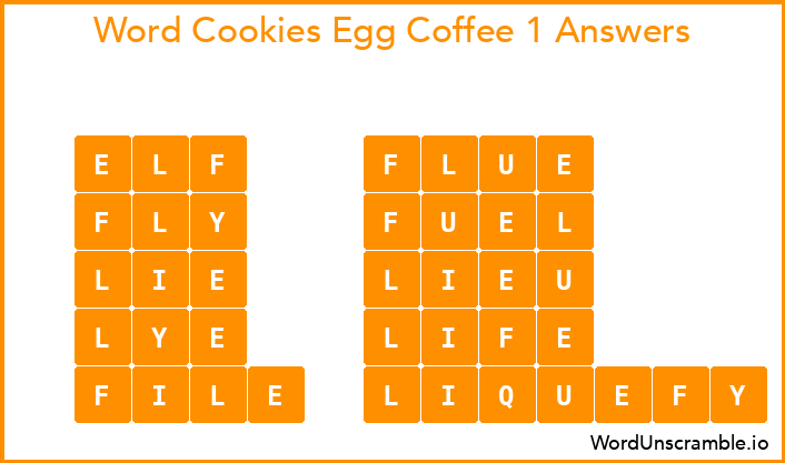 Word Cookies Egg Coffee 1 Answers