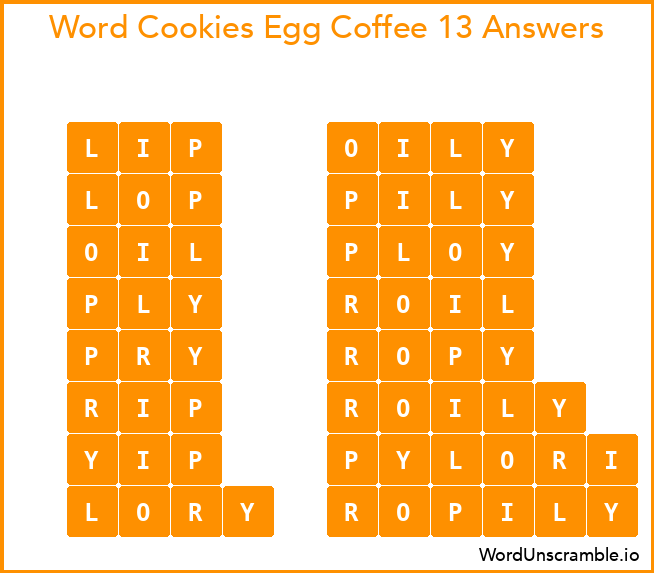 Word Cookies Egg Coffee 13 Answers
