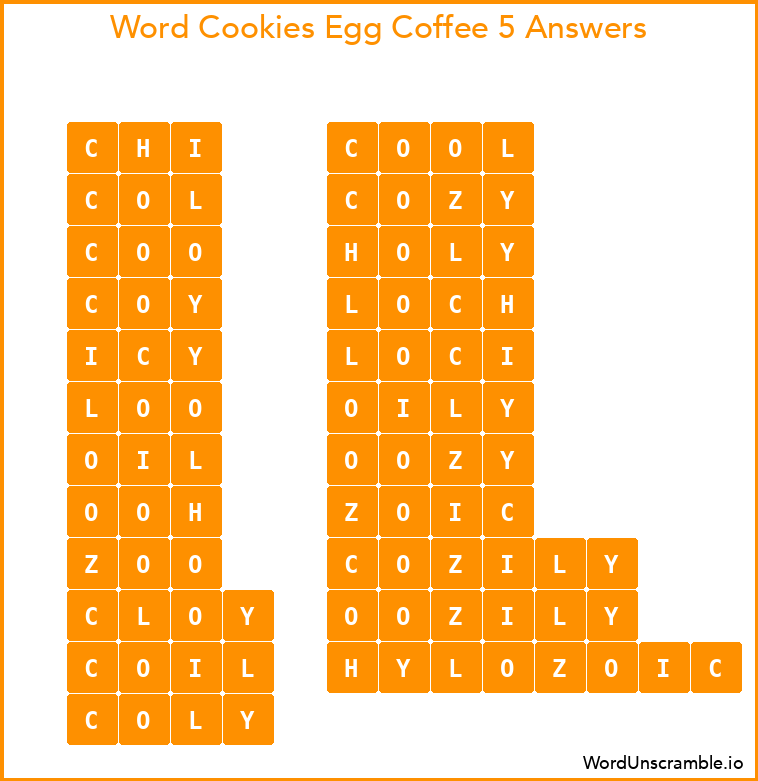 Word Cookies Egg Coffee 5 Answers