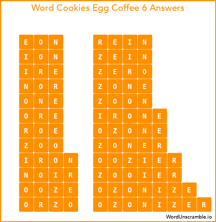 Word Cookies Egg Coffee 6 Answers
