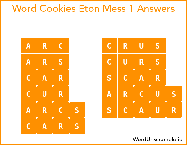 Word Cookies Eton Mess 1 Answers