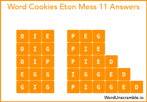Word Cookies Eton Mess 11 Answers