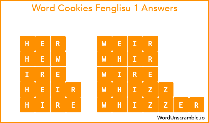 Word Cookies Fenglisu 1 Answers