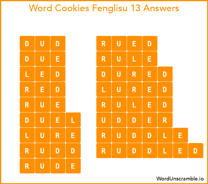 Word Cookies Fenglisu 13 Answers