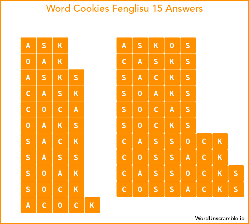 Word Cookies Fenglisu 15 Answers