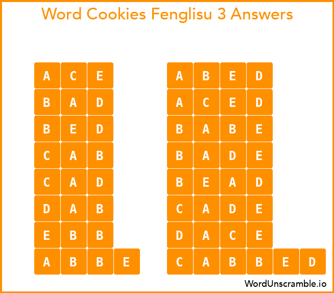 Word Cookies Fenglisu 3 Answers