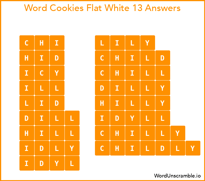 Word Cookies Flat White 13 Answers
