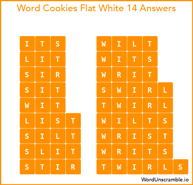 Word Cookies Flat White 14 Answers