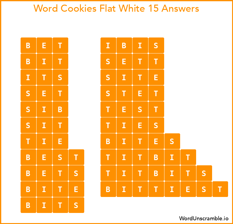 Word Cookies Flat White 15 Answers