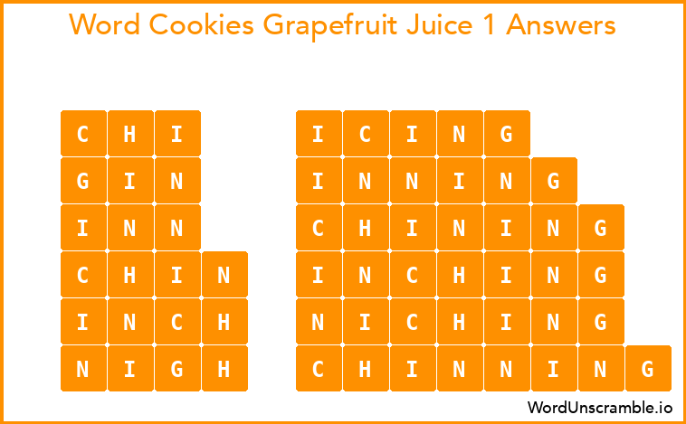 Word Cookies Grapefruit Juice 1 Answers