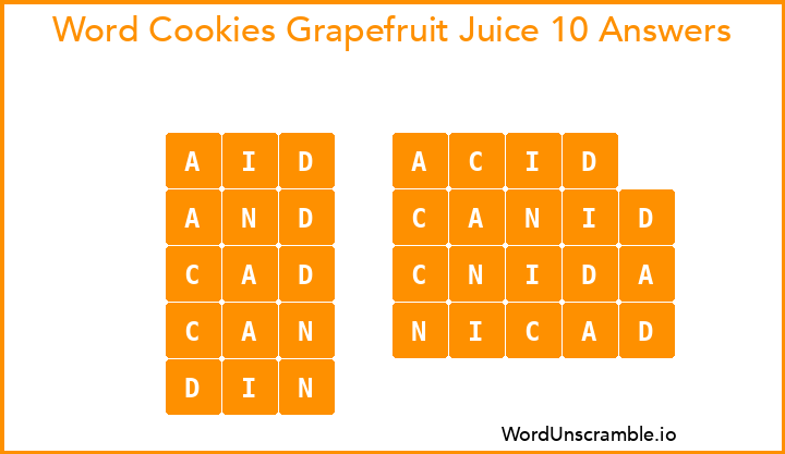 Word Cookies Grapefruit Juice 10 Answers