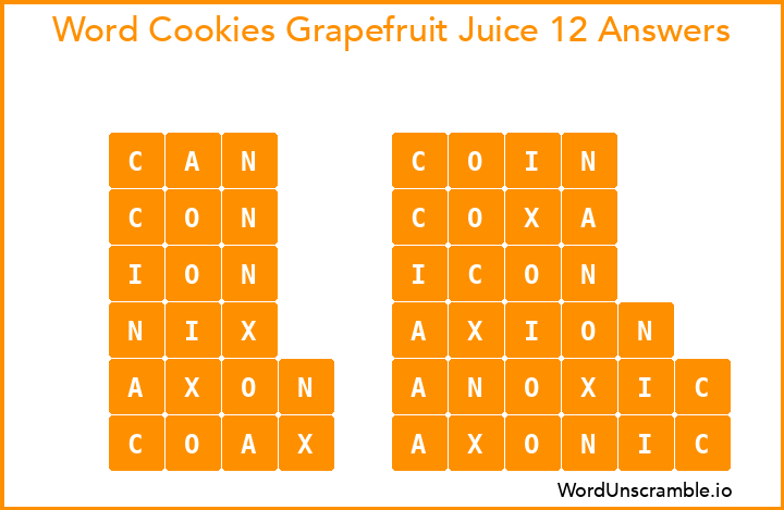 Word Cookies Grapefruit Juice 12 Answers